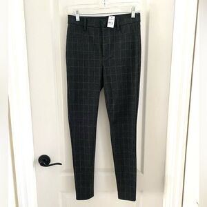 LOFT Black Windowpane Skinny Ankle Pants